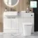 Sicily Fluted Coastal White Combination Vanity Basin with Marble Top & Houston Toilet 1200mm - Chrome Handles