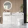 Sicily Fluted Coastal White Combination Vanity Basin and Miami Toilet 1500mm - Chrome Handles