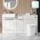 Sicily Fluted Coastal White Combination Vanity Basin with Marble Top & Boston Toilet 1500mm - Chrome Handles