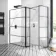 Munich Matt Black Grid 8mm Walk In Shower Enclosure 1400mm & 800mm Glass with Pivotal Return Panel