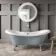 Tonbridge 1600mm Dove Grey Roll Top Bath - Chrome Claw Feet