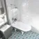 Abingdon 1500 Dove Grey Roll Top Shower Bath - White Ball Feet & 6mm Easy Clean Screen