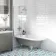 Abingdon 1500 Dove Grey Roll Top Shower Bath - Chrome Ball Feet & 6mm Easy Clean Screen With Rail