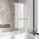 L Shaped 1600 Shower Bath with Front Panel & 4mm Fixed Screen with Rail - Right Handed