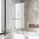 L Shaped 1700 Shower Bath with Front Panel & 4mm Fixed Screen with Rail - Left Handed