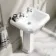 Hudson Traditional High-Level Toilet With Inky Blue Seat & Pedestal Basin - Double Tap Hole
