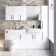 Harper Gloss White Floor Standing Tall Cabinet 1900x300mm - Black Accents  