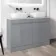 Trent Stone Grey Double Vanity with Marble Top & Curved Counter Top Basin 1200mm