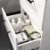 Avon Gloss White Vanity Drawer with Curved Counter Top Basin 600mm - Black Accents