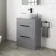 Avon Stone Grey Vanity Drawer with Curved Counter Top Basin 600mm - Black Accents