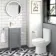 Bermuda Dove Grey Cloakroom Basin Vanity 400mm - Brushed Brass Accents