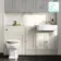 Monaco Chalk White Combination Vanity Basin with Marble Top and Hudson Toilet with Wooden Seat 1500mm - Brushed Brass Accents