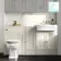 Monaco Chalk White Combination Vanity Traditional Basin and Hudson Toilet with Wooden Seat 1500mm - Brushed Brass Accents