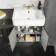 Monaco Graphite Grey Combination Vanity Basin and Hudson Toilet with Wooden Seat 1500mm - Brushed Brass Accents