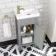 Bermuda Dove Grey Cloakroom Basin Vanity 400mm - Brass Knurled Handles