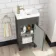 Bermuda Graphite Grey Cloakroom Basin Vanity 400mm - Brass Knurled Handles