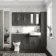 Monaco Graphite Grey Combination Vanity Basin with Marble Top and Hudson Toilet with Wooden Seat 1500mm - Brass Knurled Handles