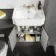 Monaco Graphite Grey Combination Vanity Traditional Basin and Hudson Toilet with Wooden Seat 1200mm - Brass Knurled Handles