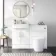 Harper Gloss White Vanity with Semi Recessed Basin 600mm - Brushed Brass Accents