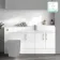 Harper Gloss White Combination Vanity Basin 1500mm (Excludes Toilet) - Brushed Brass Accents
