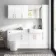 Harper Gloss White Combination Vanity Basin and Tucson Toilet 1500mm - Brushed Brass Accents