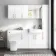 Harper Gloss White Combination Vanity Basin and Houston Toilet 1500mm - Brushed Brass Accents