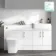 Harper Gloss White Combination Vanity Basin with Marble Top & Houston Toilet 1500mm - Brushed Brass Accents