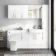 Harper Gloss White Combination Vanity Basin with Marble Top & Houston Toilet 1500mm - Brushed Brass Accents