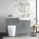 Harper Stone Grey Combination Vanity Basin and Tucson Toilet 1200mm - Brushed Brass Accents - Right Handed