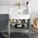 Harper Stone Grey Combination Vanity Basin and Houston Toilet 1200mm - Brushed Brass Accents - Right Handed