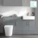 Harper Stone Grey Combination Vanity Basin and Tucson Toilet 1500mm - Brushed Brass Accents