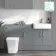 Harper Stone Grey Combination Vanity Basin and Houston Toilet 1500mm - Brushed Brass Accents