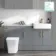 Harper Stone Grey Combination Vanity Basin with Marble Top & Houston Toilet 1500mm - Brushed Brass Accents