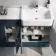 Harper Navy Blue Combination Vanity Basin with Marble Top & Tucson Toilet 1500mm