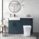Harper Navy Blue Combination Vanity Basin and Houston Toilet 1200mm - Black Accents - Left Handed