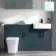 Harper Navy Blue Combination Vanity Basin and Houston Toilet 1500mm - Black Accents