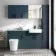 Harper Navy Blue Combination Vanity Basin with Marble Top & Tucson Toilet 1500mm - Black Accents