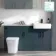 Harper Navy Blue Combination Vanity Basin with Marble Top & Houston Toilet 1500mm - Black Accents