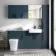 Harper Navy Blue Combination Vanity Basin with Marble Top & Houston Toilet 1500mm - Black Accents