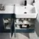 Harper Navy Blue Combination Vanity Basin with Marble Top & Houston Toilet 1500mm - Black Accents