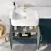 Harper Navy Blue Combination Vanity Basin and Tucson Toilet 1200mm - Brushed Brass Accents - Left Handed