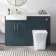 Harper Navy Blue Combination Vanity Basin and Houston Toilet 1200mm - Brushed Brass Accents - Left Handed