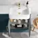 Harper Navy Blue Combination Vanity Basin and Tucson Toilet 1200mm - Brushed Brass Accents - Right Handed