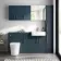 Harper Navy Blue Combination Vanity Basin and Tucson Toilet 1500mm - Brushed Brass Accents