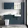 Harper Navy Blue Combination Vanity Basin and Houston Toilet 1500mm - Brushed Brass Accents
