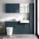 Harper Navy Blue Combination Vanity Basin with Marble Top & Tucson Toilet 1500mm - Brushed Brass Accents