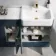 Harper Navy Blue Combination Vanity Basin with Marble Top & Tucson Toilet 1500mm - Brushed Brass Accents