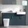 Harper Navy Blue Combination Vanity Basin with Marble Top & Houston Toilet 1500mm - Brushed Brass Accents