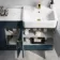 Harper Navy Blue Combination Vanity Basin with Marble Top & Houston Toilet 1500mm - Brushed Brass Accents