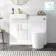 Harper Gloss White Combination Vanity Basin with Marble Top & Tucson Toilet 1000mm - Brushed Brass Accents